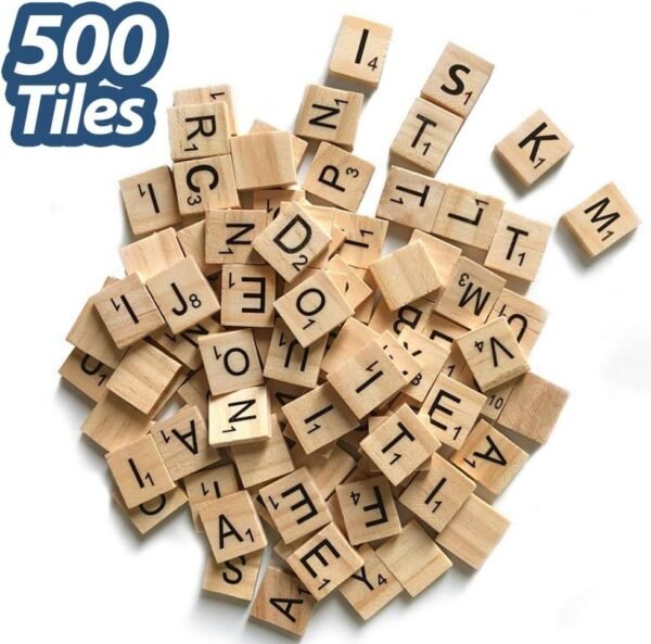 500 Pcs Wood Scrabble Tiles Scrabble Letters 5 Complete Sets of Wood