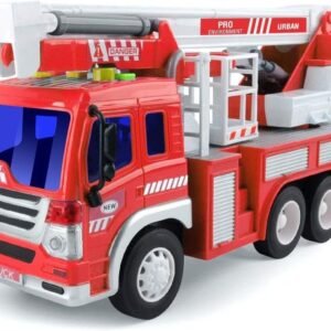 Gizmovine Fire Truck Toy Friction Power with Lights and Sounds, Extending Rescue