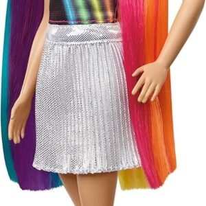 Barbie Rainbow Sparkle Hair Doll with Extra-Long Blonde Rainbow Hair, Sparkle Gel