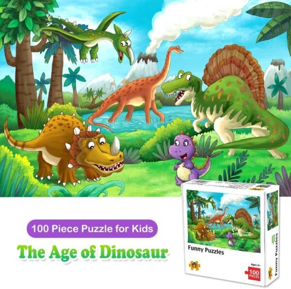 Puzzles for Kids Ages 3-8, 100 Piece Jigsaw Puzzles for Toddler Dinosaur
