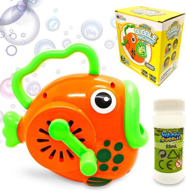 WhizBuilders Bubble Machine for Kids Fish Bubbles Blower Wands Toys for Toddlers