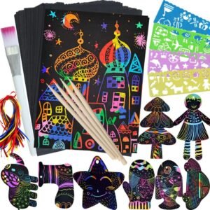 ZMLM Scratch Paper Art Set for Kids - 107 Pcs Rainbow Magic