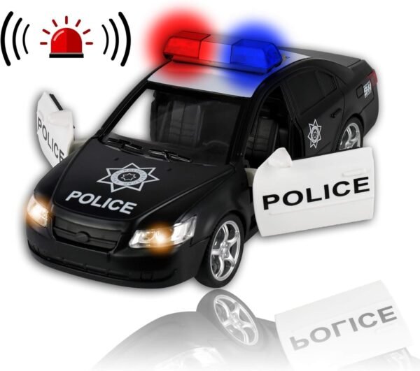 WolVol Friction Powered Police Car - Push & Go Heavy Duty Plastic