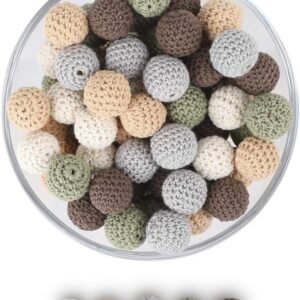 20mm 50pc Wooden Crochet Beads DIY Teething Necklace Bracelet Accessories for Making