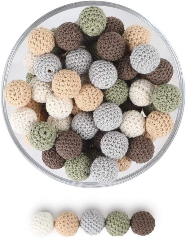 20mm 50pc Wooden Crochet Beads DIY Teething Necklace Bracelet Accessories for Making