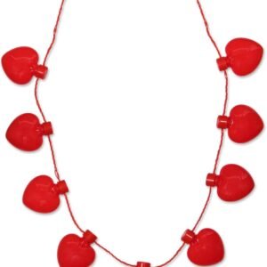 LED Light Up Red Heart Valentines Day Necklace Party Favor