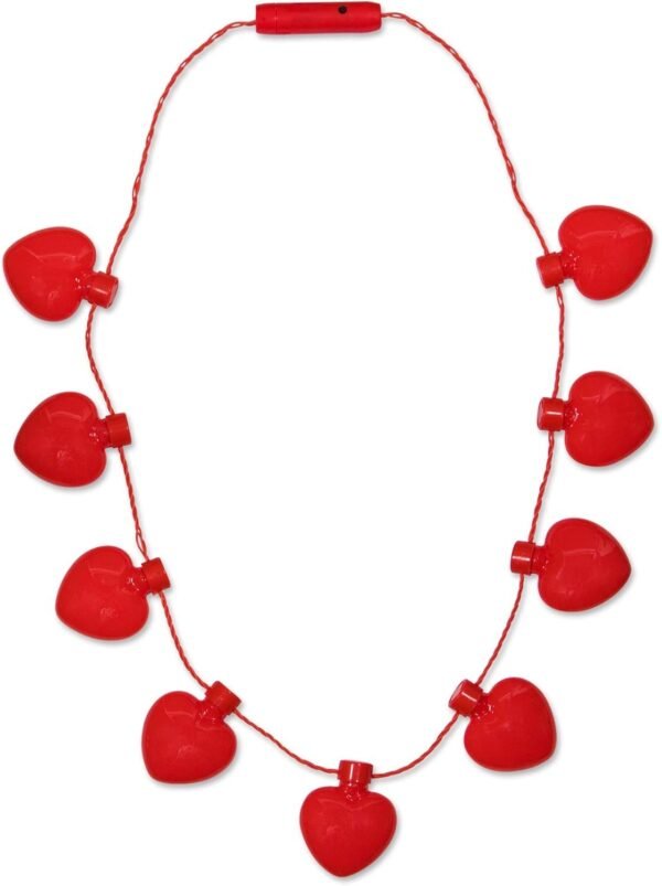 LED Light Up Red Heart Valentines Day Necklace Party Favor