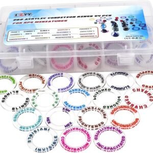D&D Acrylic Condition Rings 72 PCS Status Effect Markers in 18 Conditions