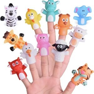 FUN LITTLE TOYS 12 PCs Animal Finger Puppets, 2.17 Bath Finger Puppets