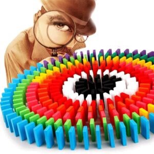 Super Domino Blocks Set, 360 PCS Colorful Wooden Domino Blocks Racing Toy
