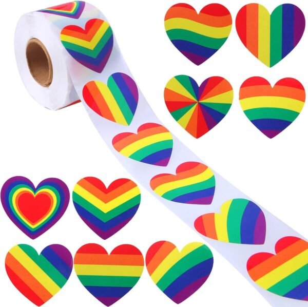 Ruisita 500 Pieces Gay Pride Rainbow Stickers on a Roll, Support LGBT