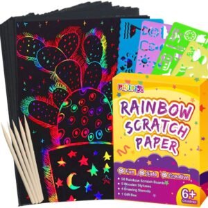 Pigipigi Scratch Art Paper for Kids - 59 Pcs Magic Rainbow Scratch