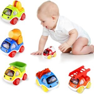 ShinePick Pull Back Cars, Toy Cars for Toddlers, Push and Go Vehicles