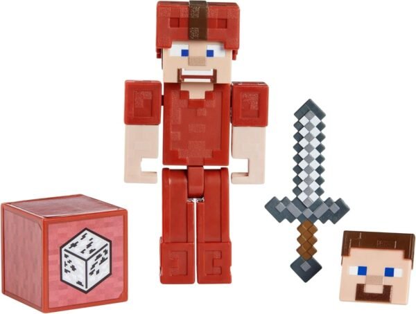 Minecraft Earth 3.25 Steve in Red Leather Figure Kit Toy