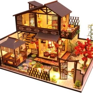 CUTEBEE Dollhouse Miniature with Furniture, DIY Wooden Dollhouse Kit Plus Dust Proof