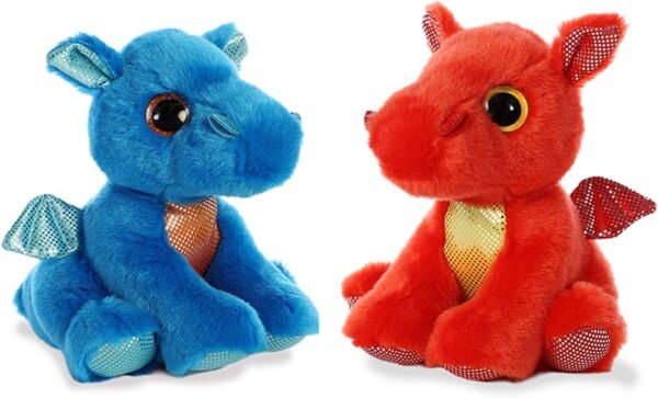 Aurora Bundle of 2 - Sparkle Tails 7 inch Plush Dragons Flame