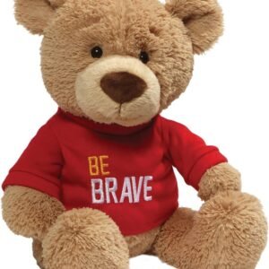 GUND Be Brave Red T-Shirt Teddy Bear Stuffed Animal Plush, Tan, 12.5
