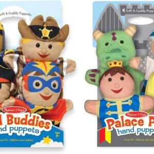 Melissa & Doug Adventure Hand Puppets Set of 2, 4 puppets in