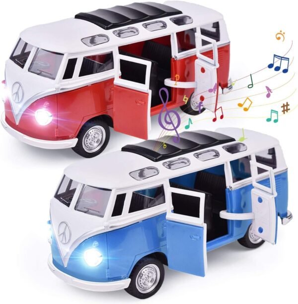 FUN LITTLE TOYS 2 Pack School Bus Toys with Music and Sound,