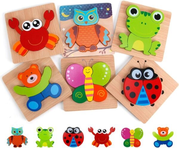 Slotic Wooden Puzzles for Toddlers - Animal Jigsaw Puzzles for 1 2