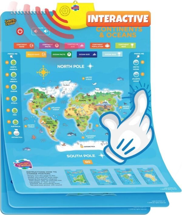 Interactive World Map for Kids - Set of 5 Electronic Talking Posters