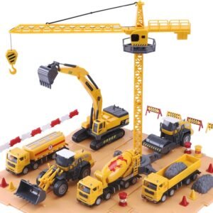 iPlay, iLearn Construction Site Vehicles Toy Set, Kids Engineering Playset, Tractor, Digger,