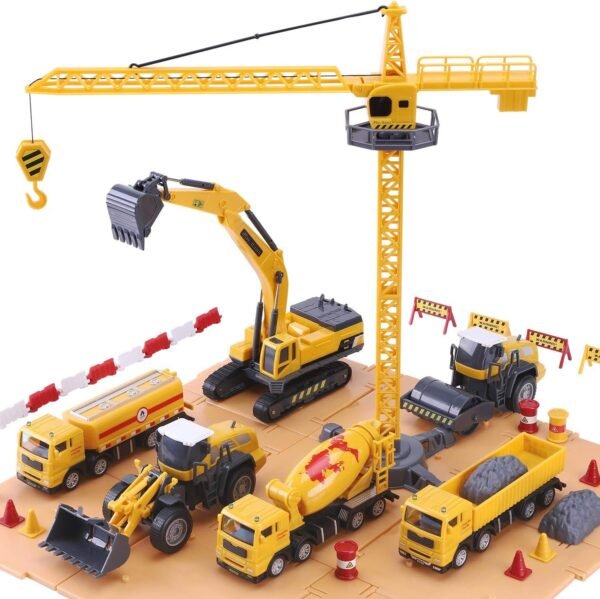 iPlay, iLearn Construction Site Vehicles Toy Set, Kids Engineering Playset, Tractor, Digger,