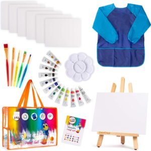 Kids Art Set 27-Piece Acrylic Paint Set with 5 Paint Brushes 8x10