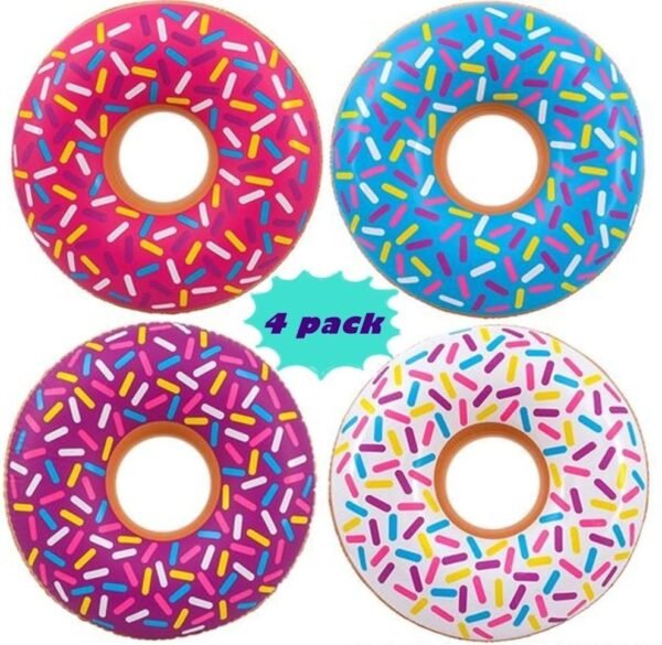 4Es Novelty Pool Floats for Kids 4 Assorted Pack Small Donuts Swim