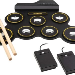 Ivation Portable Electronic Drum Pad - Digital Roll-Up Touch Sensitive Drum Practice