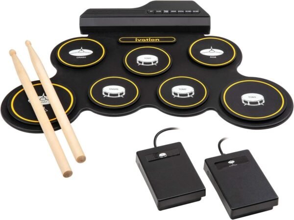 Ivation Portable Electronic Drum Pad - Digital Roll-Up Touch Sensitive Drum Practice