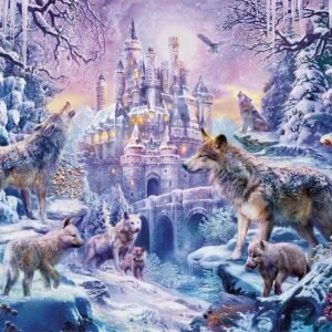 Puzzles 1000 Piece Jigsaw Puzzles for Adults Kids Snow Castle and Wolf