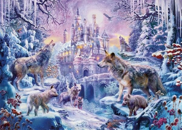 Puzzles 1000 Piece Jigsaw Puzzles for Adults Kids Snow Castle and Wolf