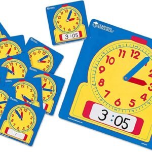 Learning Resources Write & Wipe Clocks Classroom Set, Laminated Dry-Erase, Teaching Aids,