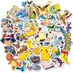 Pokemon Stickers for Water Bottles, Big 46-Pack Cute,Waterproof,Aesthetic,Trendy Stickers for Teens,Girls,Perfect for
