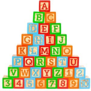 Oaktown Supply Toy Baby Blocks 1.75 Large Wooden Blocks for 1 to