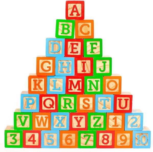 Oaktown Supply Toy Baby Blocks 1.75 Large Wooden Blocks for 1 to