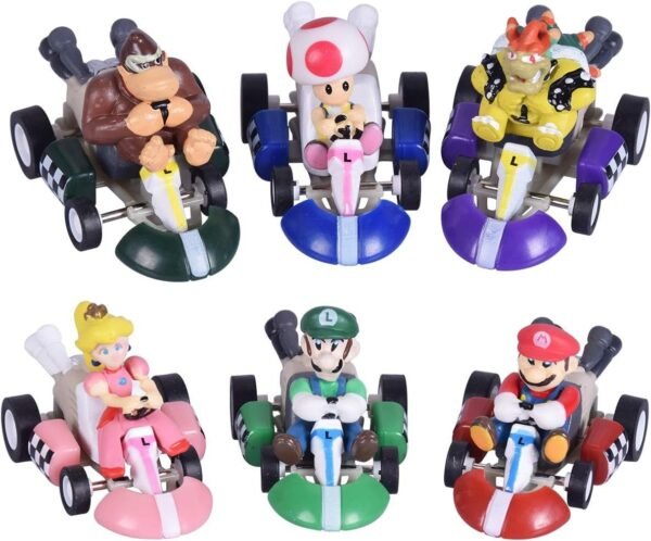Max Fun Mario Kart Cars Pull Backs Action Figure Pack of 6