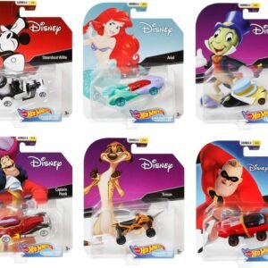 Hot Wheels Set of 6 Disney/Pixar Character Cars, Series 6, 1/64 Collectible