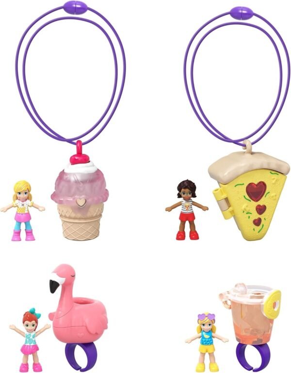 Polly Pocket Tiny Takeaways 4-Pack of 2 Wearable Rings and 2 Wearable