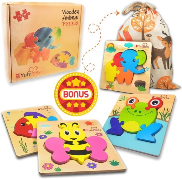 Wooden Toddler Puzzles Gifts Toys for 1 2 3 Year Old Boys