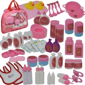 50Piece Baby Doll Feeding & Caring Accessory Set in Zippered Carrying Case