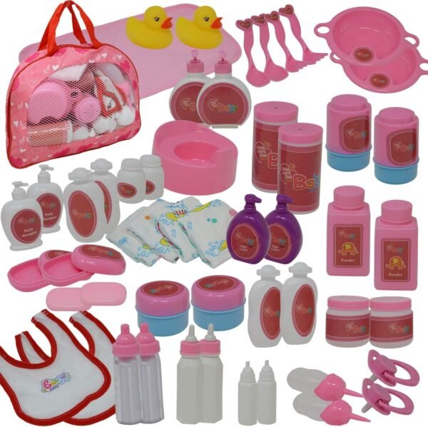 50Piece Baby Doll Feeding & Caring Accessory Set in Zippered Carrying Case