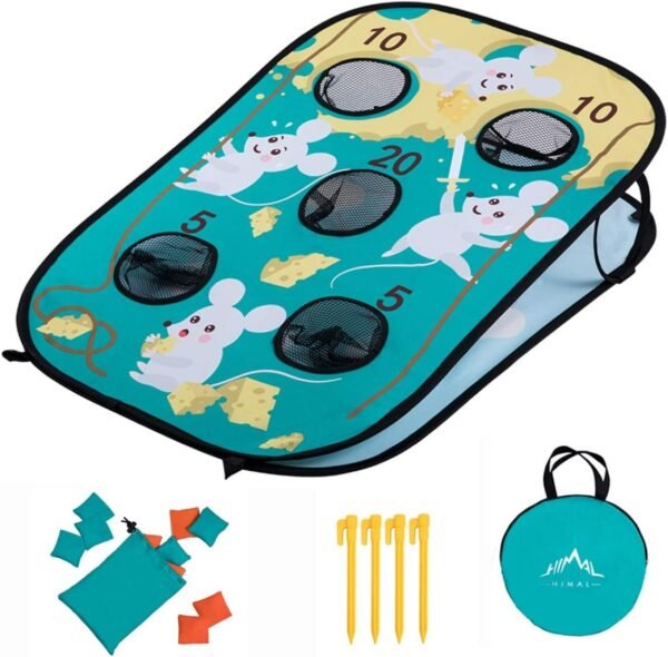 Himal Corn-Hole-Boards with Bean-Bag-Toss-Game Collapsible Portable 5 Holes Cornhole-Set with 10 Bean