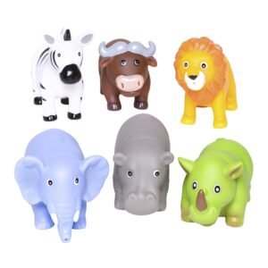 Elegant Baby Bath Time Fun Rubber Water Squirties, Jungle Party Bath Squirt