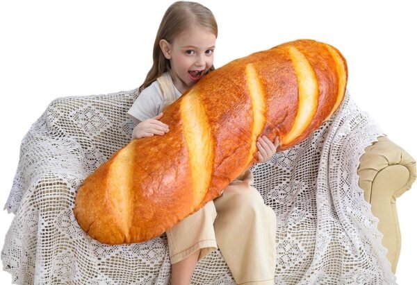 32 in 3D Simulation Bread Shape Pillow Soft Lumbar Back Cushion Funny