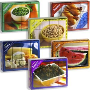 Stages Learning Food Group Wooden Cube Set of 6 Language Builder Preschool
