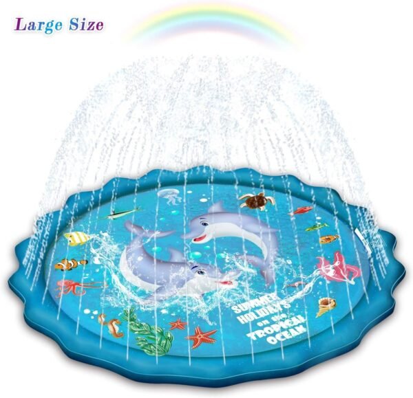 Abida Splash Pad, 65 Outside Sprinkler Play Mat for Kids, Extra Large