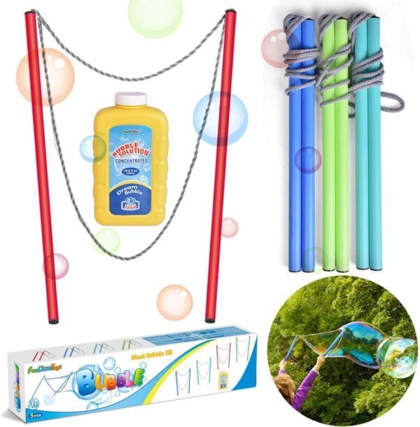 FUN LITTLE TOYS 4 Pack 17 Inch Giant Bubble Wands with Bubble