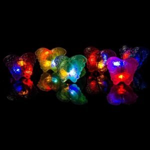 24 Pack - LED Light Up Jelly Butterfly Rings - Glow Rings